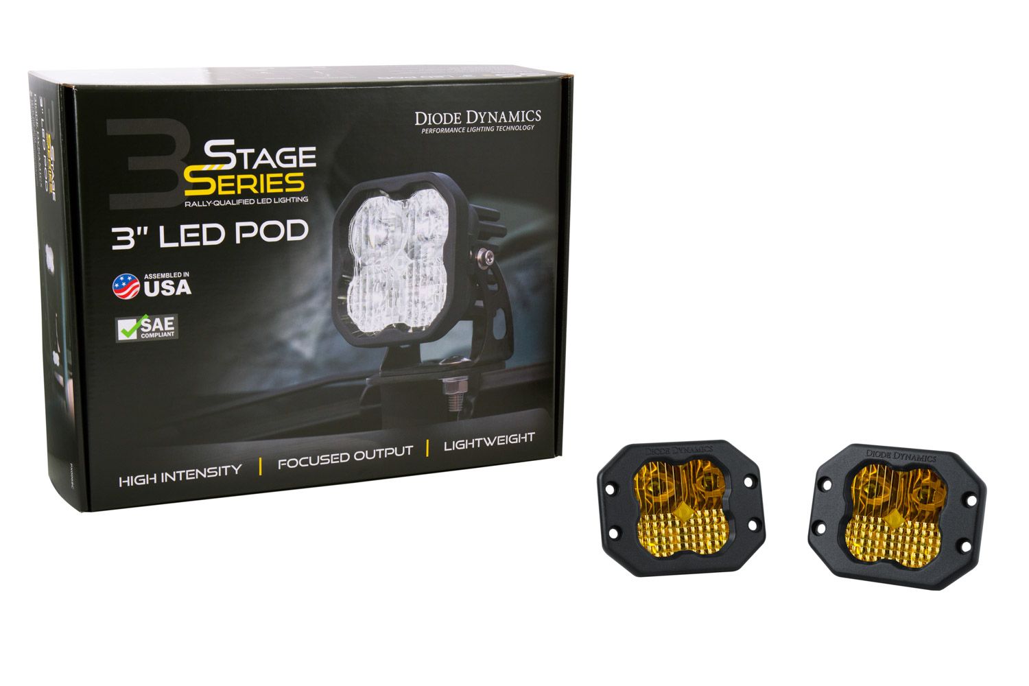 SS3 SAE Yellow Pro Flush Mount LED Pod (pair)