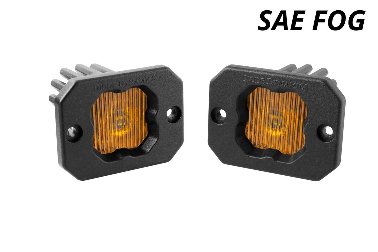 SSC1 Yellow SAE Fog Flush Mount LED Pod (pair)