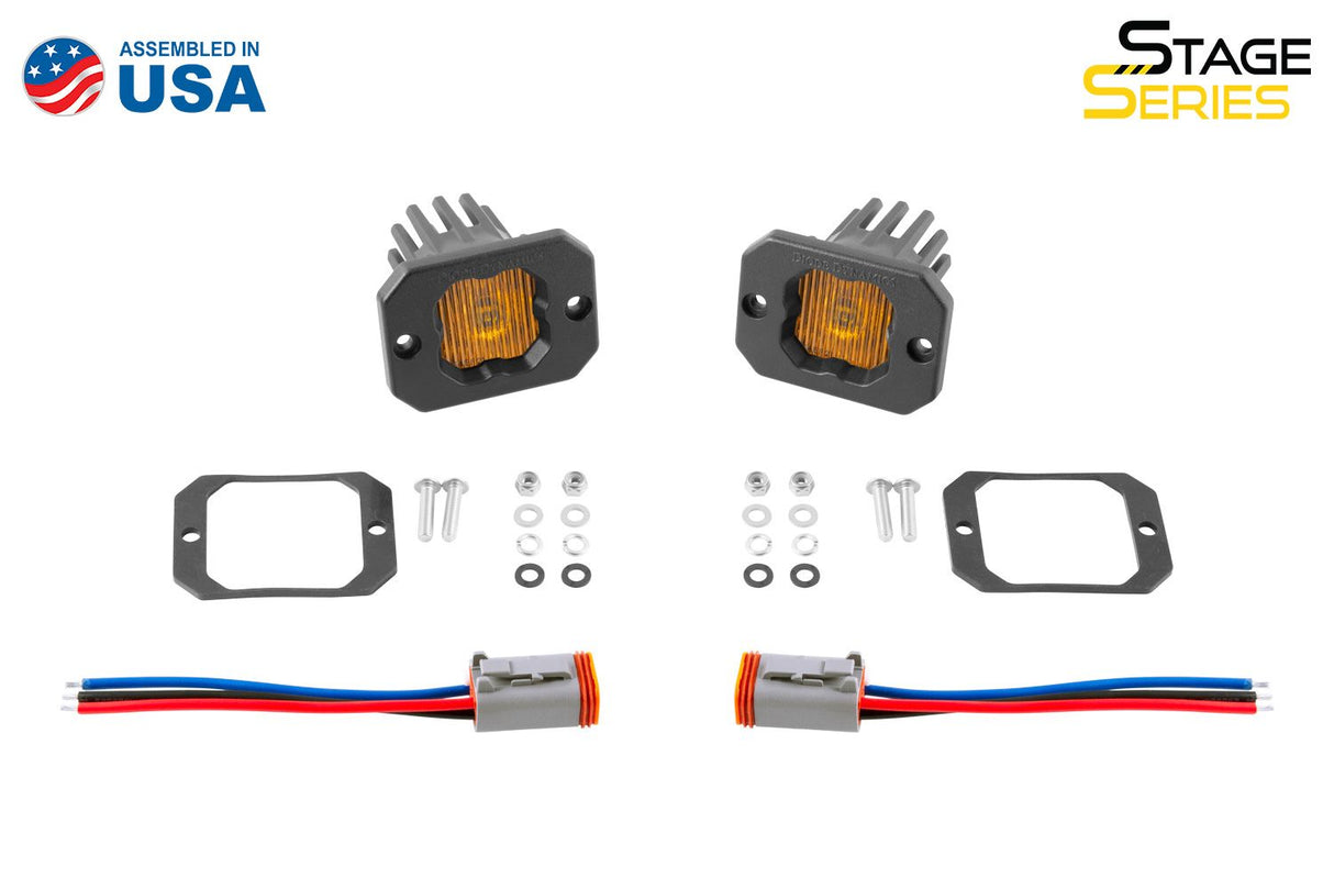 SSC1 Yellow SAE Fog Flush Mount LED Pod (pair)