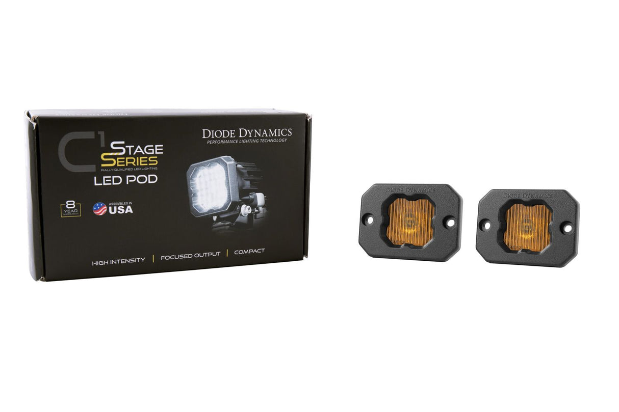 SSC1 Yellow SAE Fog Flush Mount LED Pod (pair)