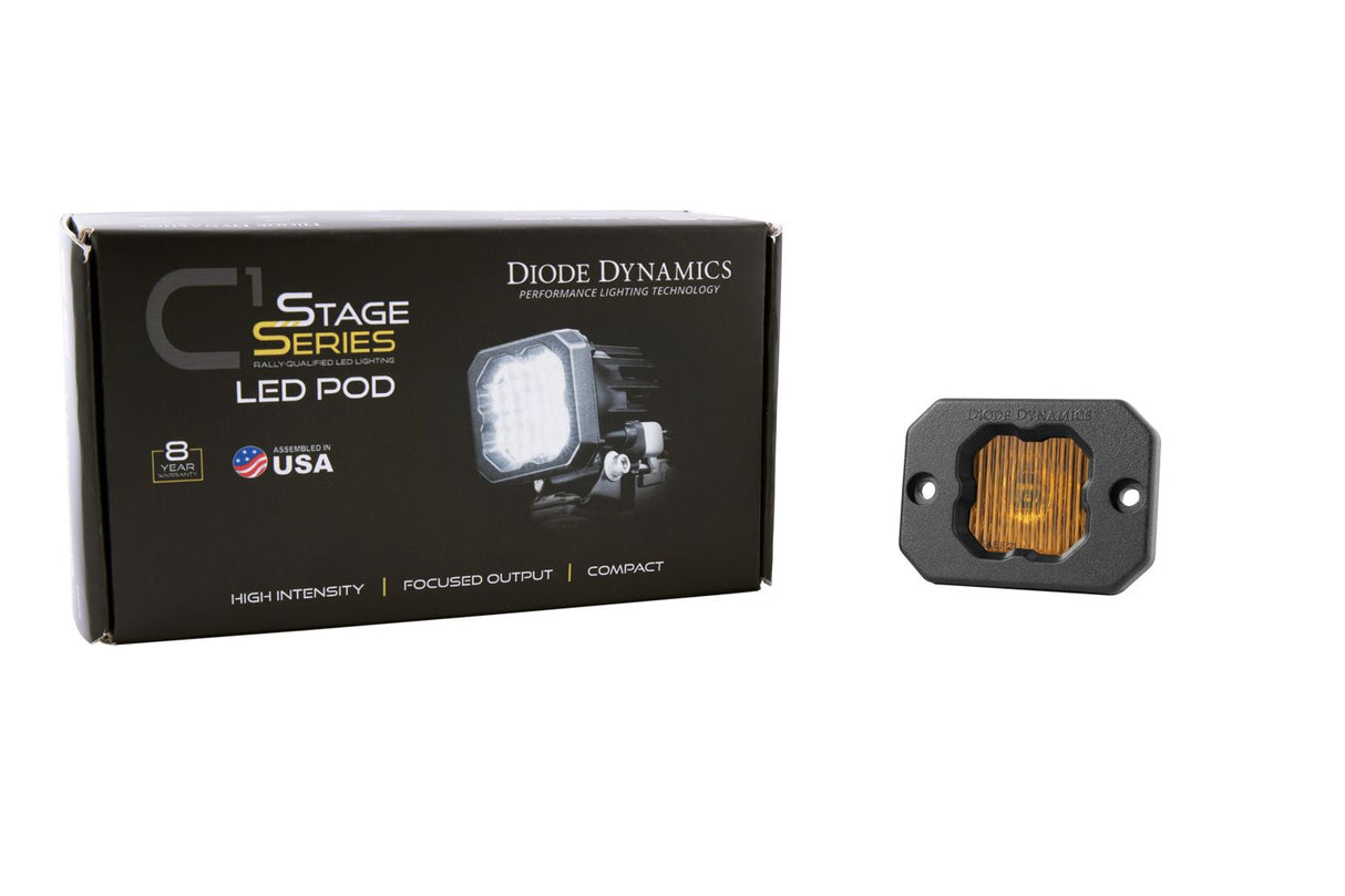 SSC1 Yellow SAE Fog Flush Mount LED Pod (one)