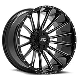 GT OFFROAD - Stark Gloss Black Milled | 20x9 / 12 Offset / 8x165.1/8x170 Bolt Pattern | GT12220981123