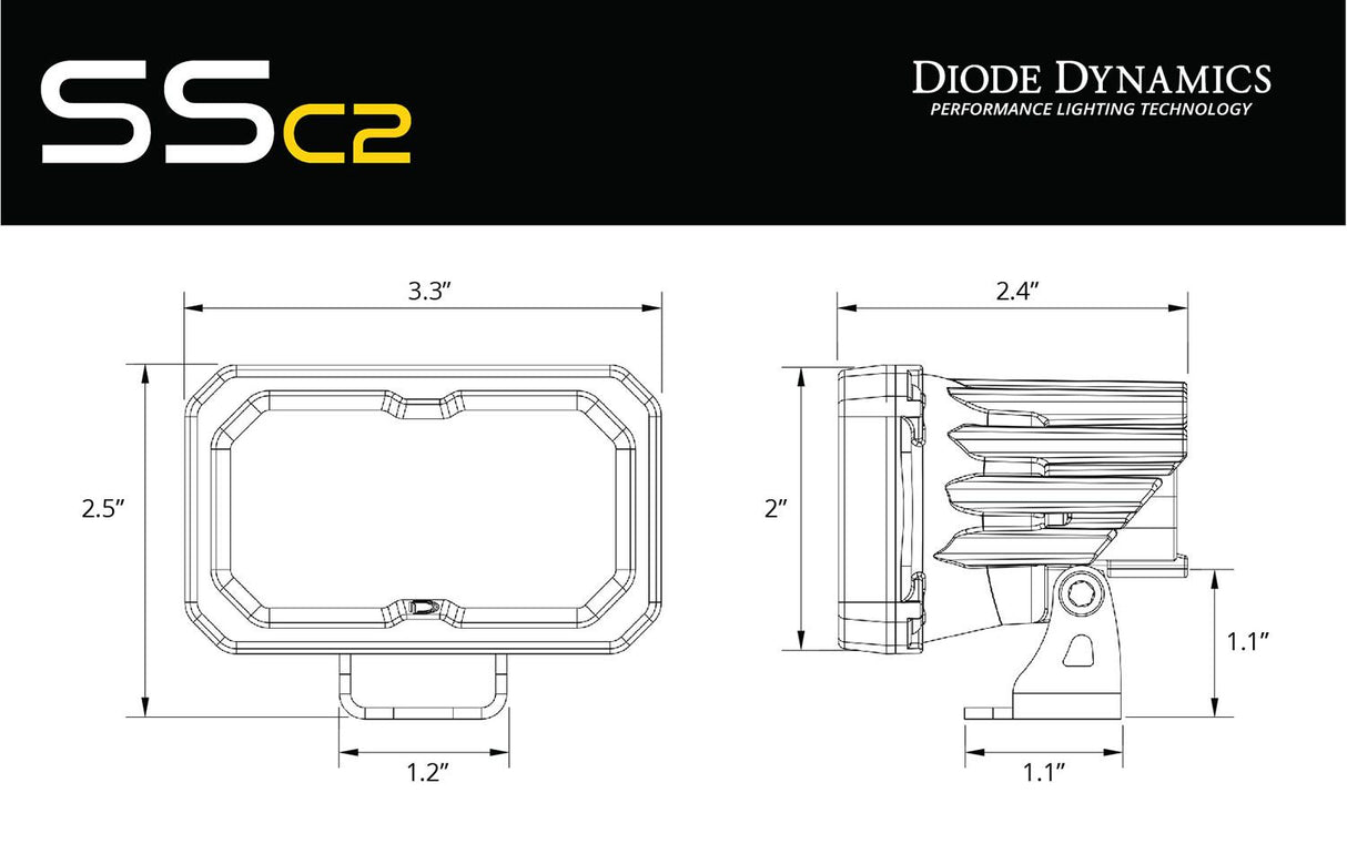 C2 1.0 SAE Yellow Sport Standard LED Pod (pair)