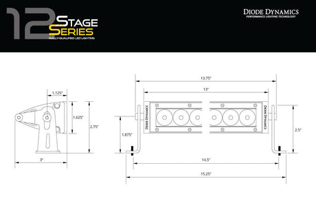 Stage Series 12" SAE/DOT White Light Bar (one) CLEARANCE