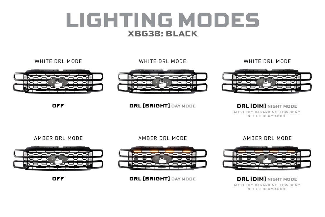 2023+ Ford Super Duty XBG LED DRL Grille (Black)