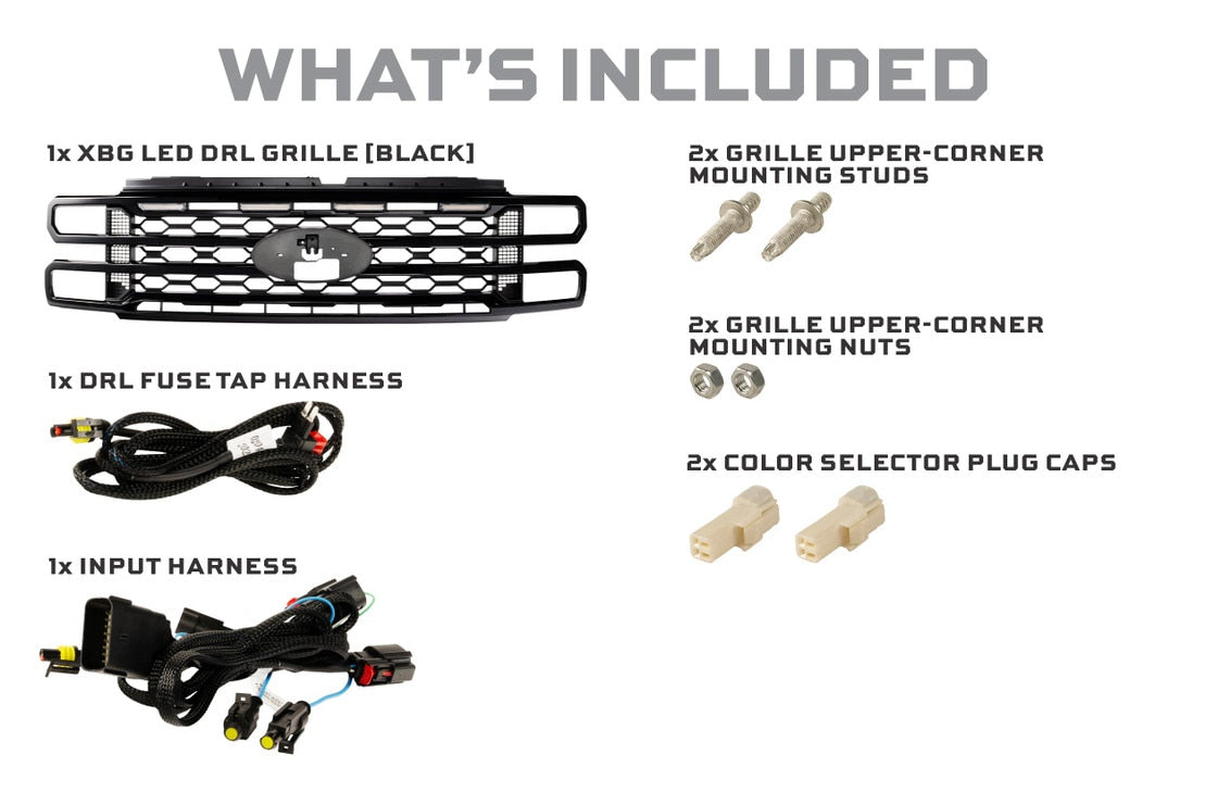2023+ Ford Super Duty XBG LED DRL Grille (Black)