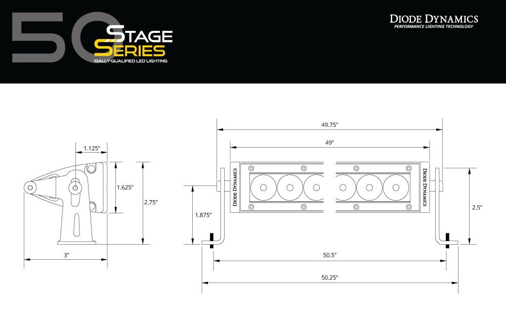 Barre lumineuse blanche Stage Series 50"