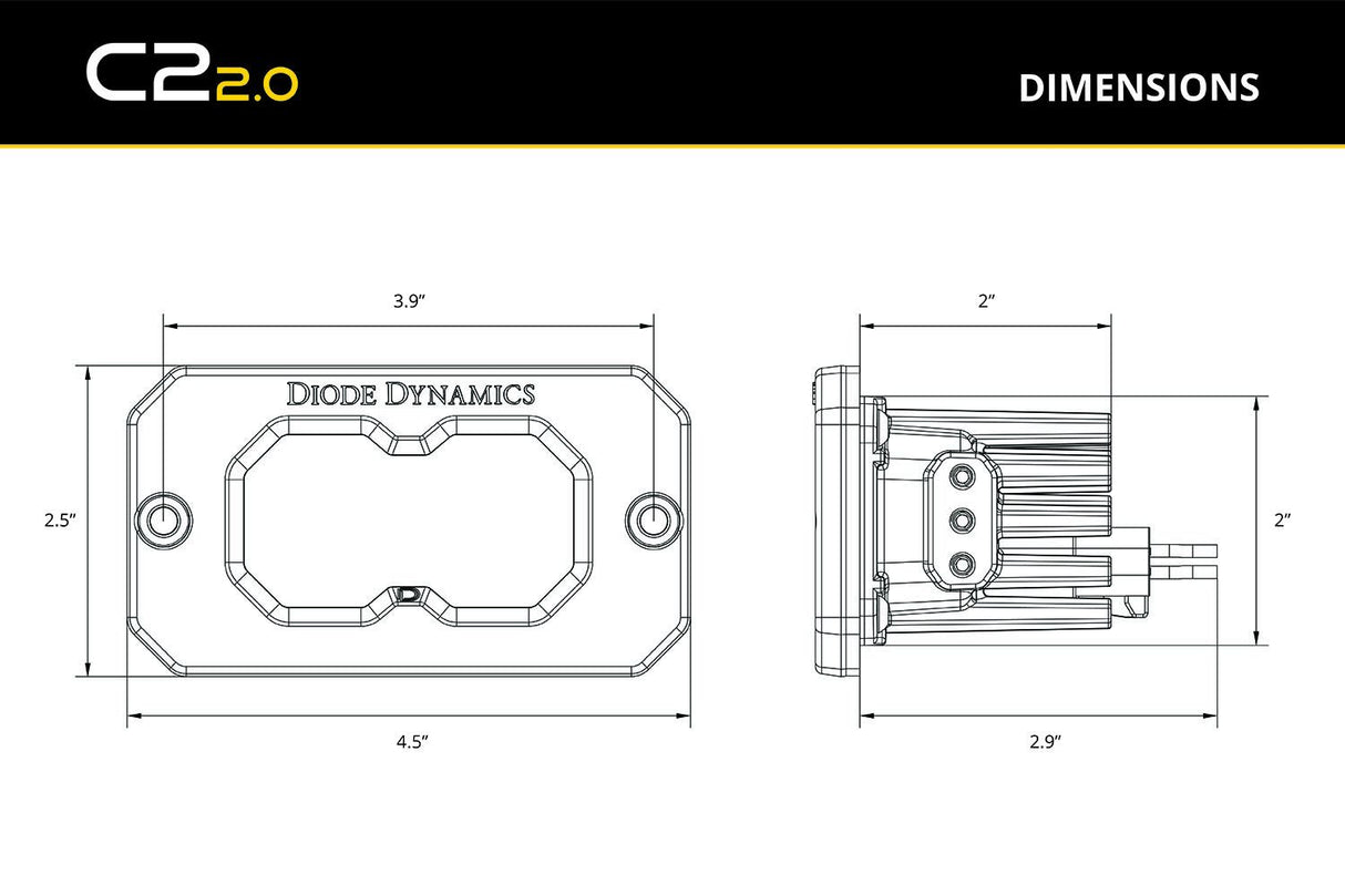 C2 2.0 Yellow Sport Flush Mount LED Pod (one)