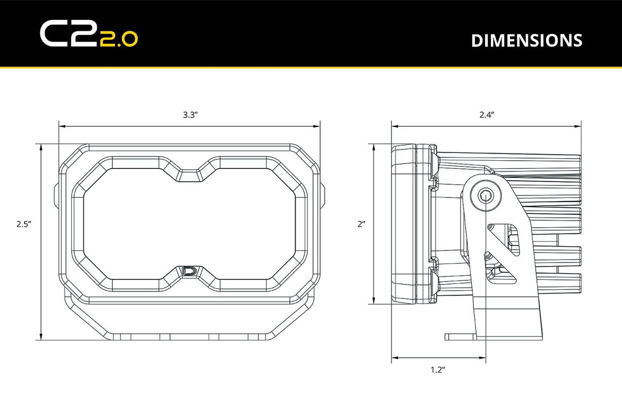 C2 2.0 SAE Yellow Max Standard LED Pod (one)