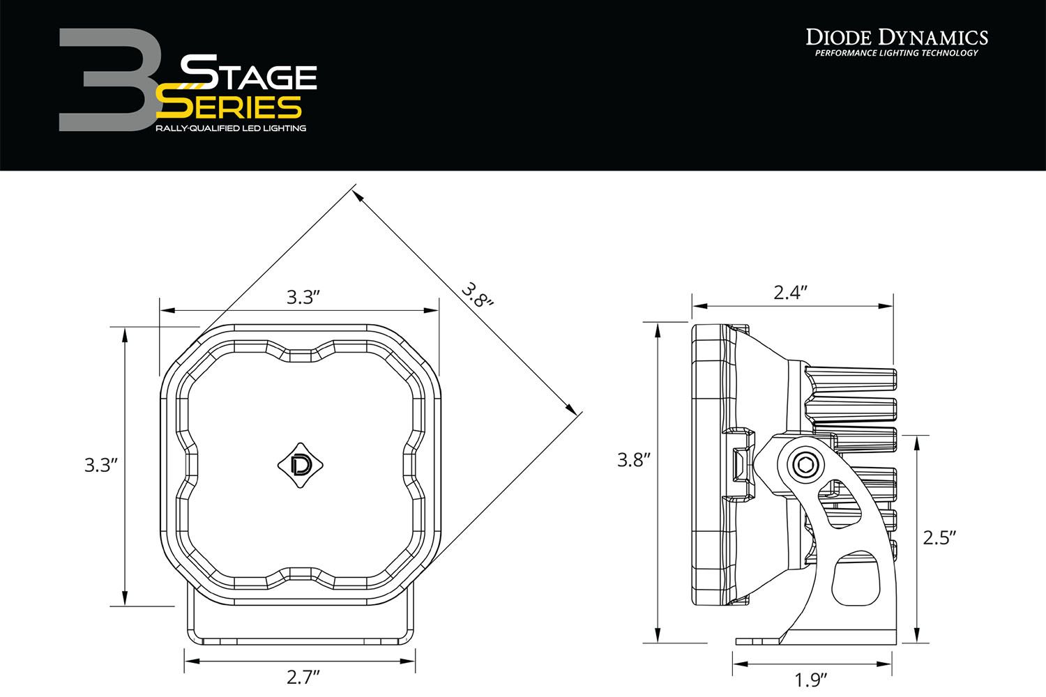 Stage Series 3" Ss3 Blanc Led Pod Standard (Paire) 