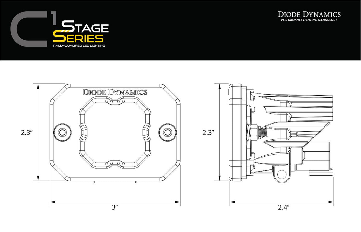 SSC1 Yellow SAE Fog Flush Mount LED Pod (pair)