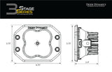 Stage Series 3" Ss3 Yellow Led Pod Flush Mount (Pair)