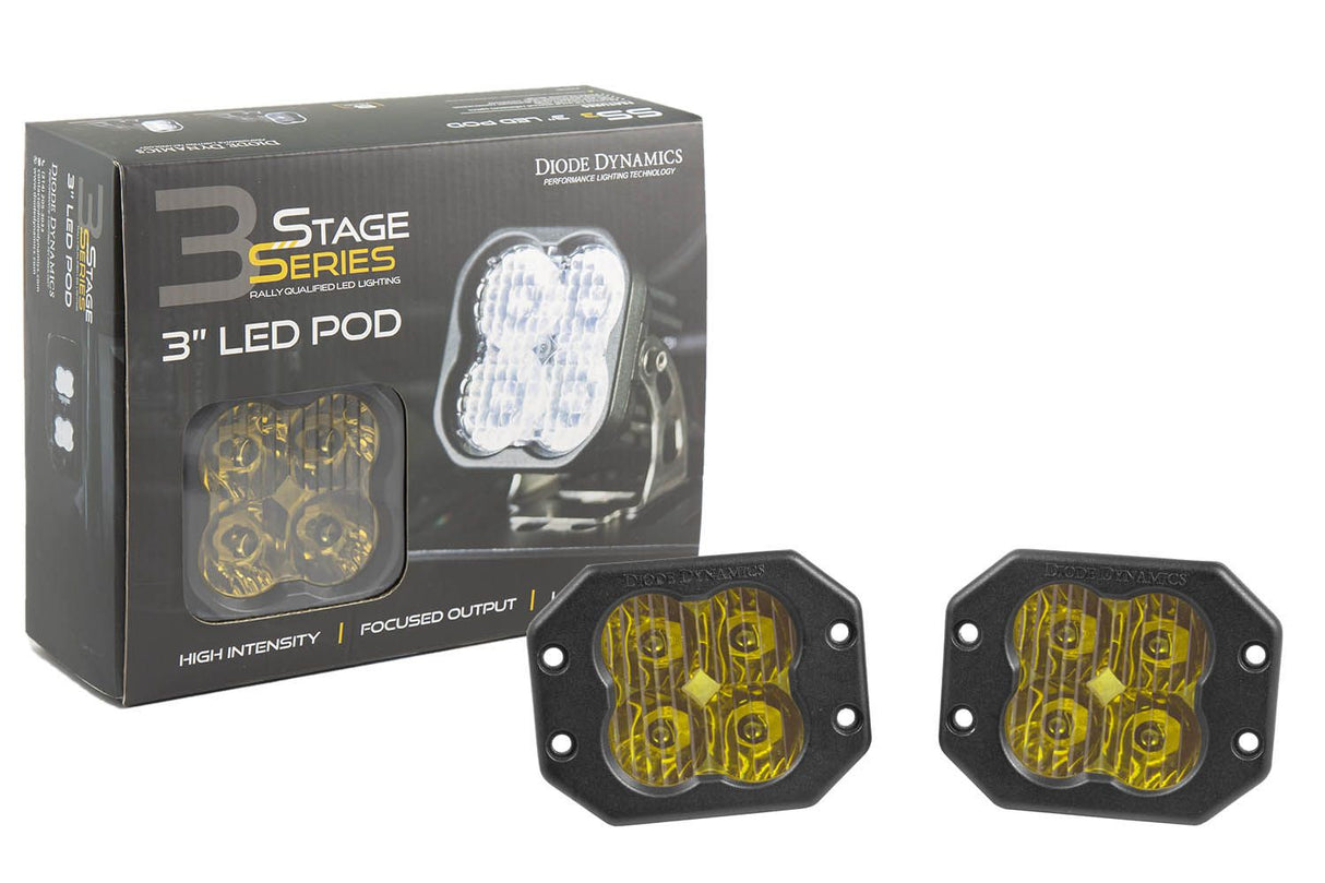 Stage Series 3" Ss3 Yellow Led Pod Flush Mount (Pair)