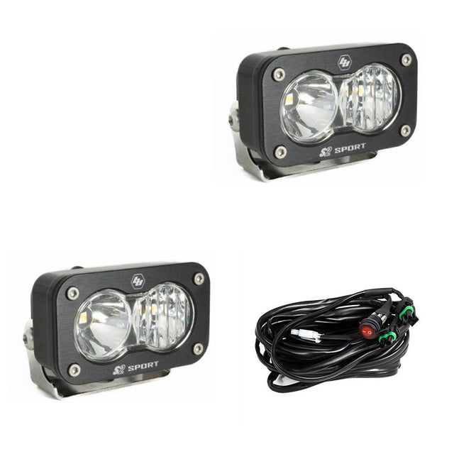 LED Work Light Clear Lens Driving Combo Pattern Pair S2 Sport Baja Designs