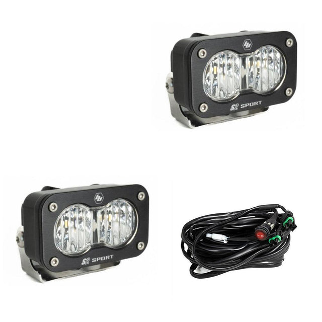 LED Work Light Clear Lens Wide Cornering Pattern Pair S2 Sport Baja Designs