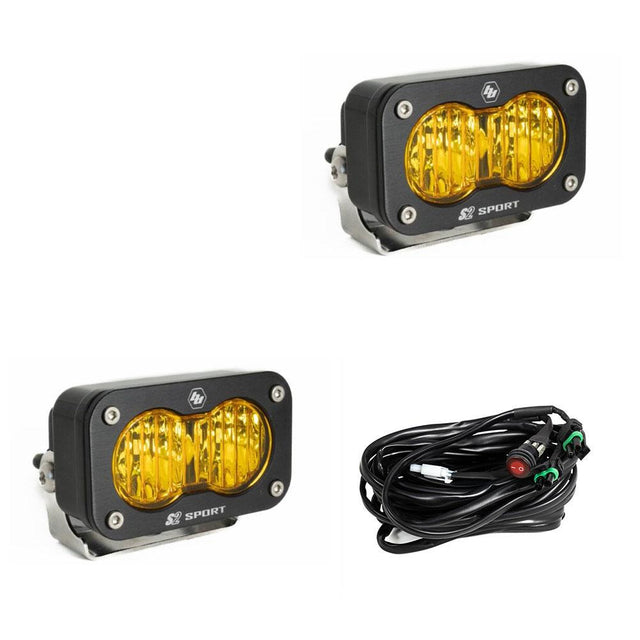 LED Work Light Amber Lens Wide Cornering Pattern Pair S2 Sport Baja Designs