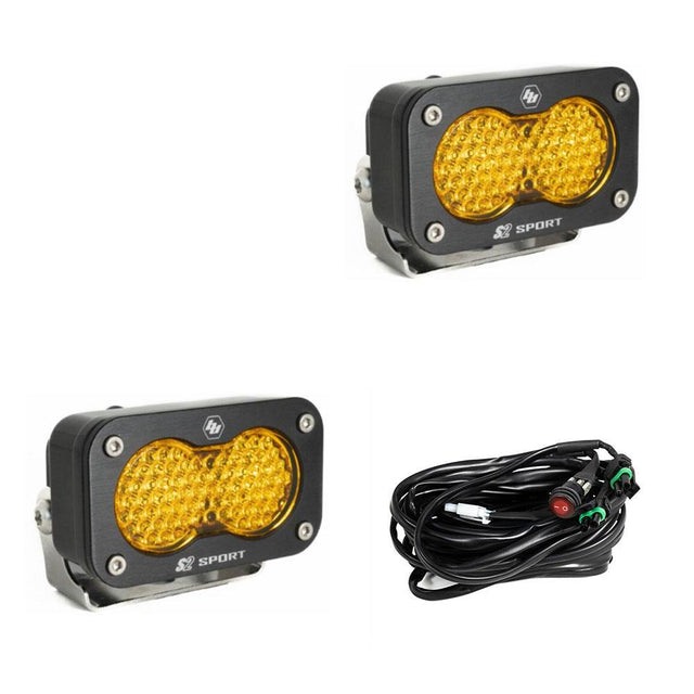 LED Work Light Amber Lens Work/Scene Pattern Pair S2 Sport Baja Designs