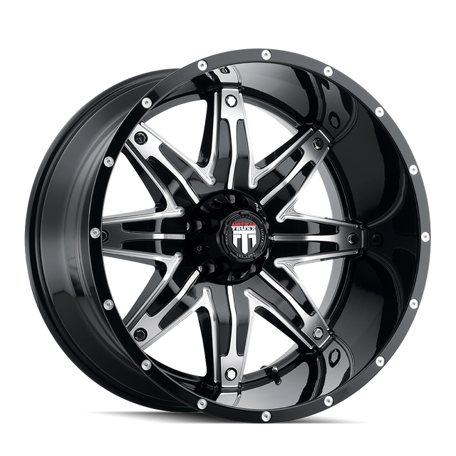 AT185-221294BM-M AMERICAN TRUXX LONESTAR AT185 NOIR BRILLANT USINÉ 22X12 8-170 -44MM 125.2MM