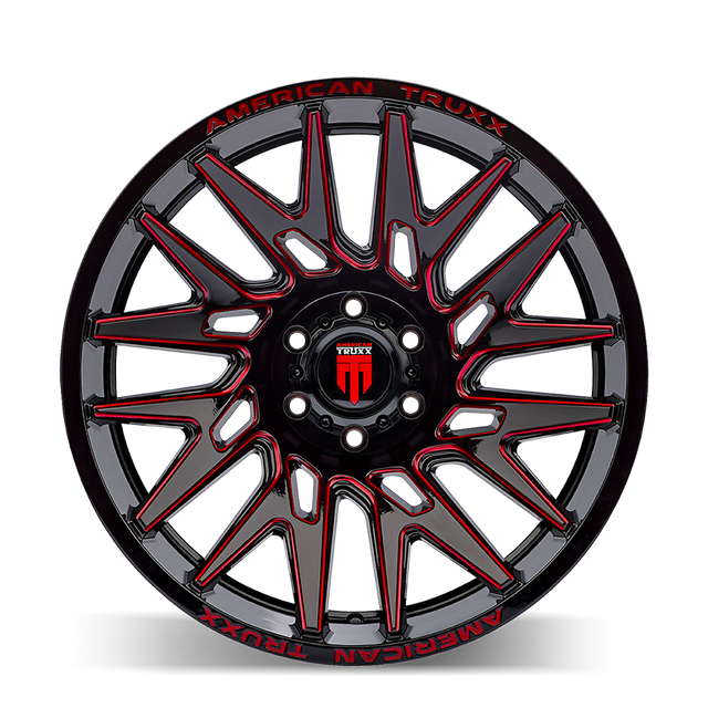 AMERICAN TRUXX EVOLUTION AT1919 GLOSS BLACK PRIZM RED 22X12 6-135 -44MM 87.1MM