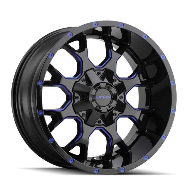 MAYHEM WARRIOR 8015 NOIR BRILLANT BLEU PRISME 18X9 5-139.7/5-150 18MM 110MM