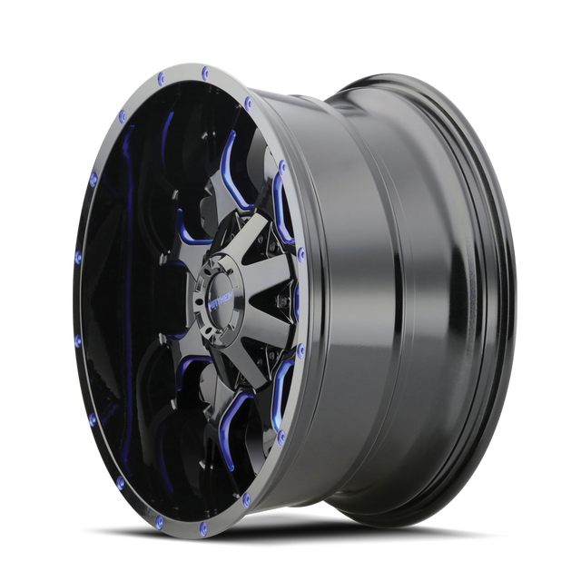 MAYHEM WARRIOR 8015 NOIR BRILLANT BLEU PRISME 18X9 5-139.7/5-150 18MM 110MM