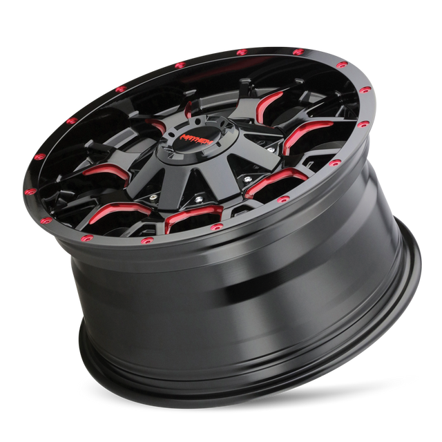 MAYHEM WARRIOR 8015 NOIR BRILLANT FRAISÉ PRISME ROUGE 20X9 5-127/5-139.7 0MM 87MM