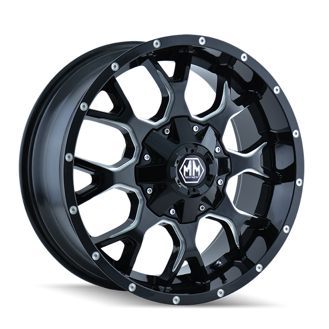 MAYHEM WARRIOR 8015 NOIR BRILLANT FRAISÉ 20X10 6-135/6-139.7 -25MM 106MM