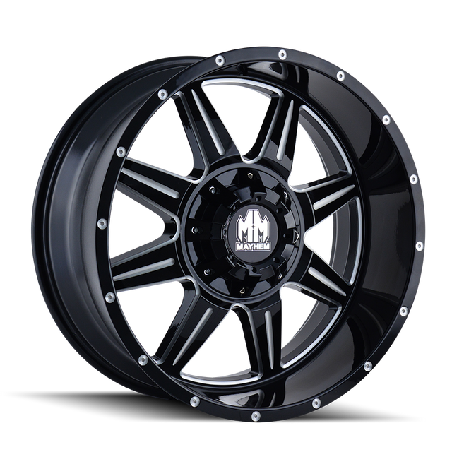 MAYHEM MONSTIR 8100 GLOSS BLACK MILLED 22X10 6-135/6-139.7 -19MM 106MM