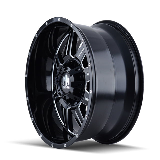 MAYHEM MONSTIR 8100 GLOSS BLACK MILLED 22X10 6-135/6-139.7 -19MM 106MM