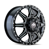 MAYHEM MONSTIR 8101 FRONT GLOSS BLACK MILLED 22X8.25 8-165.1 127MM 121.3MM