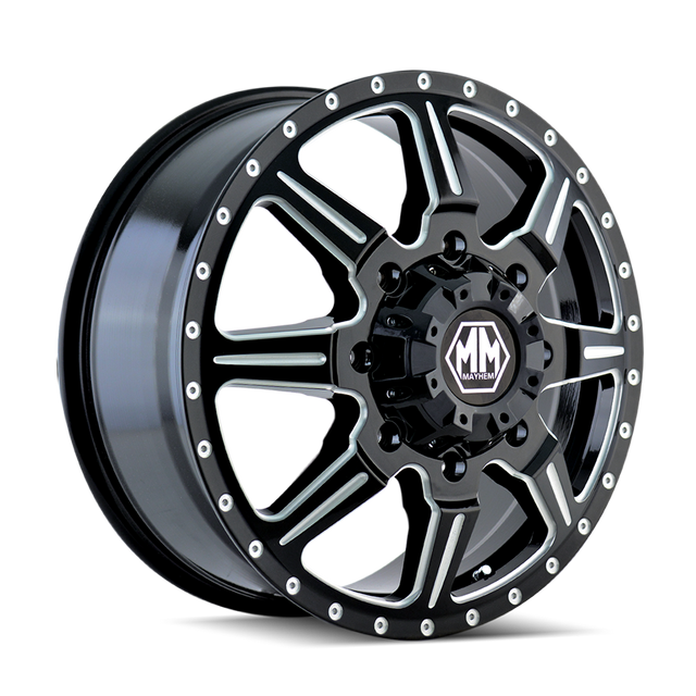 MAYHEM MONSTIR 8101 FRONT GLOSS BLACK MILLED 22X8.25 8-165.1 127MM 121.3MM