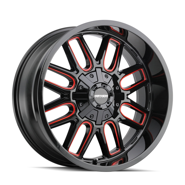 MAYHEM COGENT 8107 GLOSS BLACK MILLED PRISM RED 18X9 8-170 0MM 125.2MM