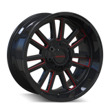 MAYHEM APOLLO 8115 GLOSS BLACK MILLED PRISM RED MILLED 20X10 6-135/6-139.7 -19MM 106MM