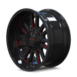 MAYHEM APOLLO 8115 GLOSS BLACK MILLED PRISM RED MILLED 20-9 8-165.1 0MM 125.2MM