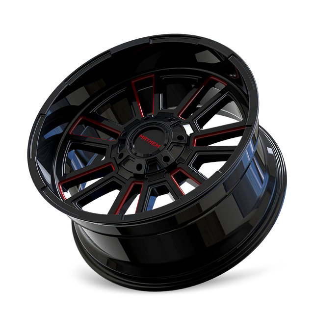 MAYHEM APOLLO 8115 GLOSS BLACK MILLED PRISM RED MILLED 20X9 5-139.7/5-150 0MM 110MM