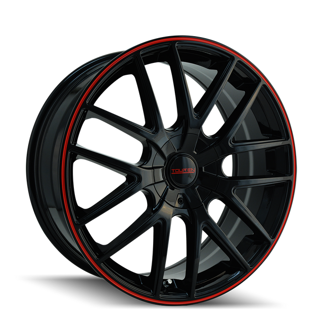 TOUREN TR60 3260 GLOSS BLACK WITH RED RING 20X8.5 5-112/5-120 40MM 74.1MM