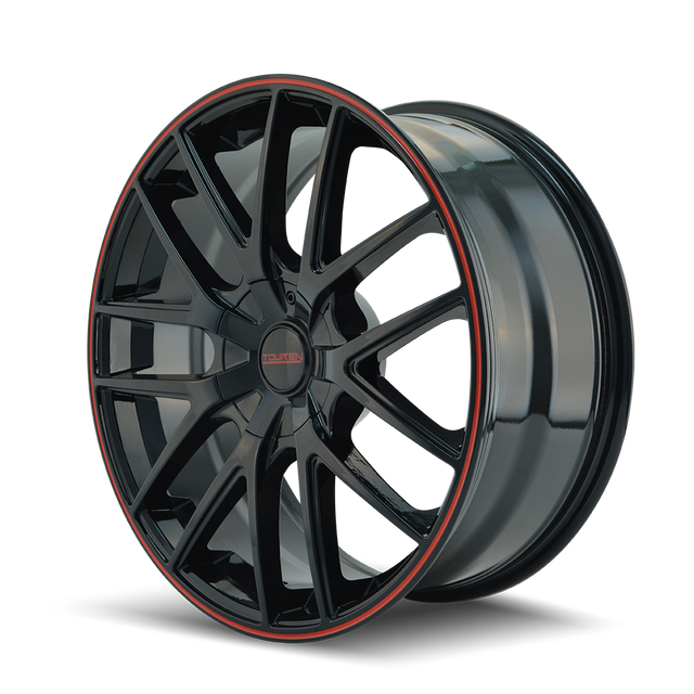 TOUREN TR60 3260 NOIR BRILLANT AVEC ANNEAU ROUGE 20X8.5 5-115/5-120 20MM 74.1MM