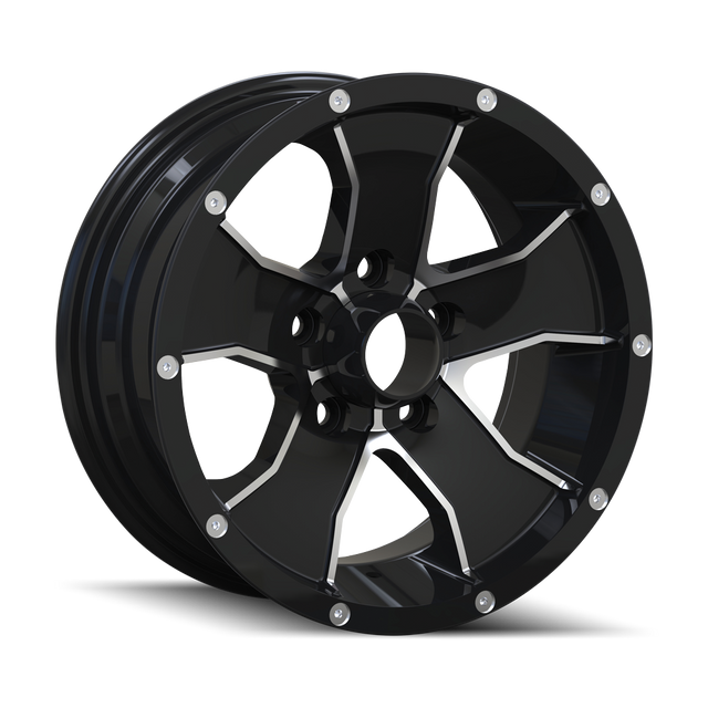 ROUES DE REMORQUE 14 NOIR BRILLANT USINÉ 14X6 5-114.3 0MM 83.82MM