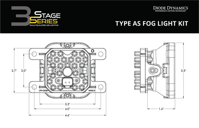 2021-2023 Ford Bronco (w/ Standard Bumper): Diode Dynamics SS3 Fog Lights