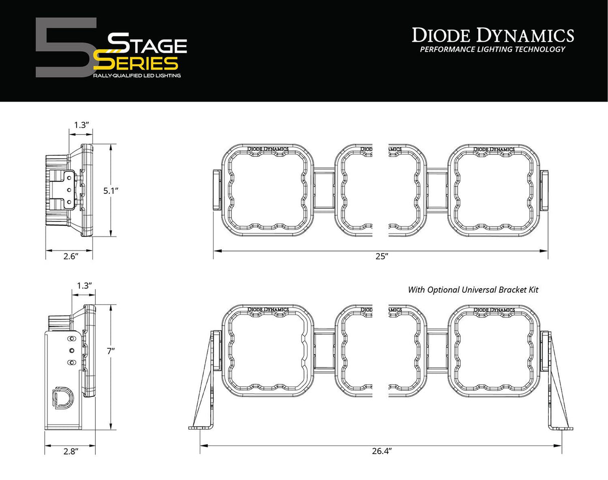 Stage Series 5" SS5 Crosslink 4 Pod Led Light Bar (One)