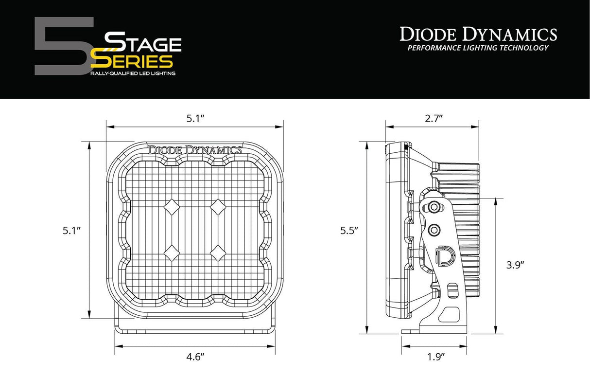 Stage Series 5" Ss5 Jaune Led Pod (Paire)