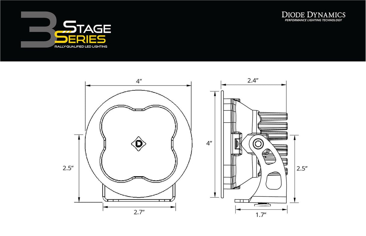 Stage Series 3" Ss3 Yellow Led Pod Round (Pair)