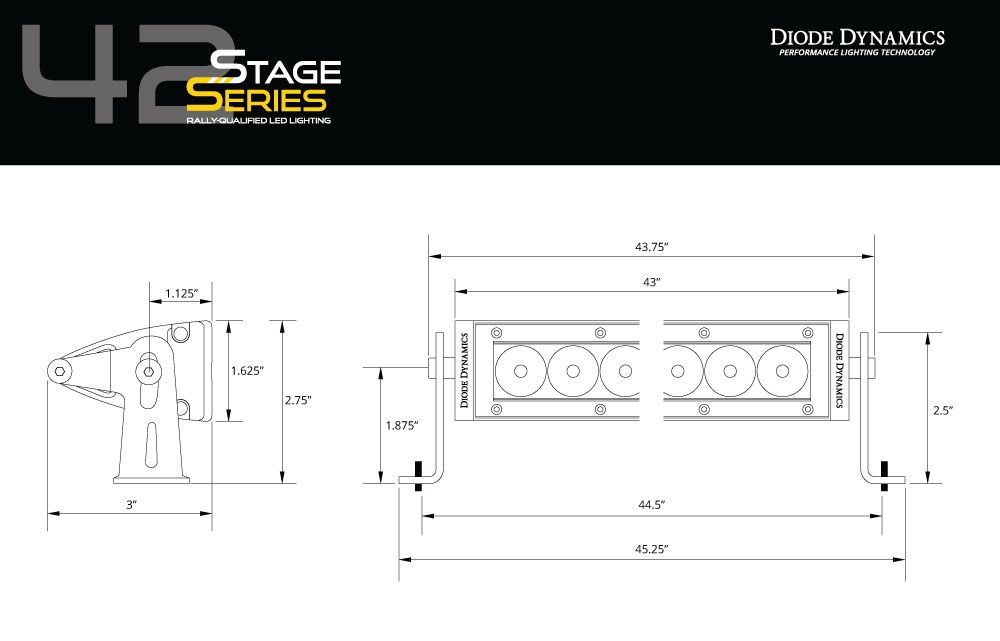 Dynamique des diodes : barre lumineuse blanche Ss42 Stage Series 42" 