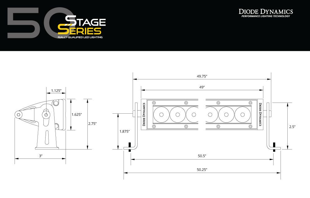 Dynamique des diodes : barre lumineuse ambre Ss50 Stage Series 50'' 