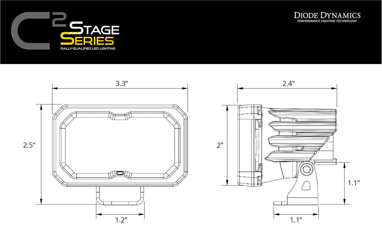 Stage Series C2 2" Sae/Dot Yellow Led Pod (Pair)